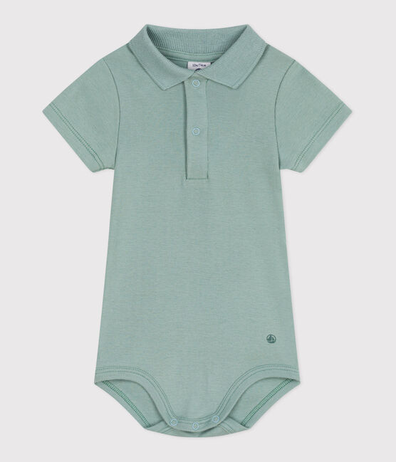 Body à manches courtes bébé en coton uni vert PAUL