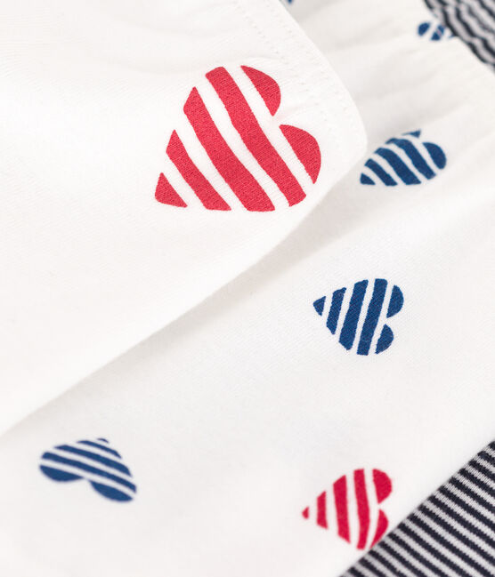 Lot de 3 shorties enfant en coton long imprimé cœurs variante 1