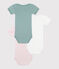 Lot de 3 bodies manches courtes en coton uni bébé variante 1